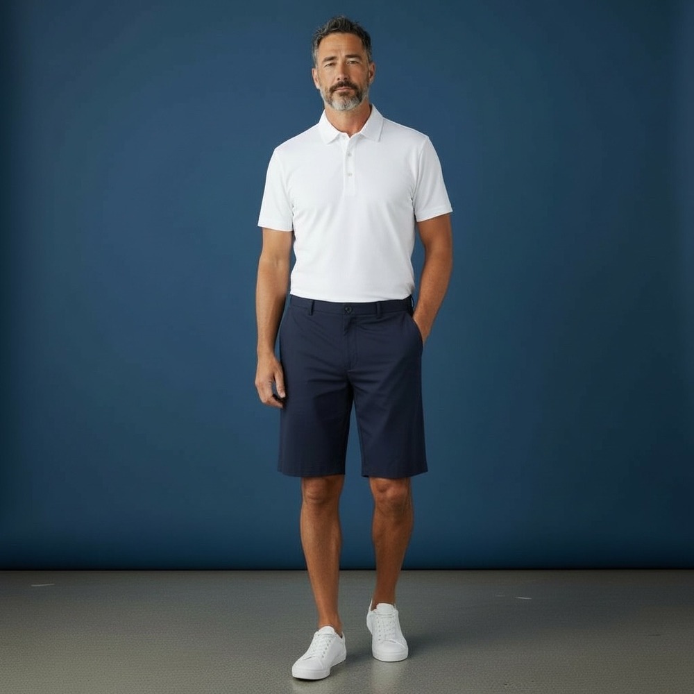 Peter Millar Mens Shorts Navy Blue Flat Front Polyester‎ Size 40